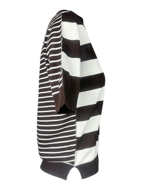 polo donna a righe marrone e bianco A rovescio | 2637/7124